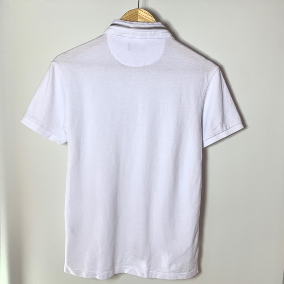 Zara Man White Polo silver zipper collar detail - Picture 3 of 6